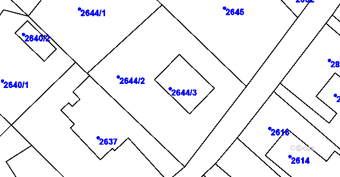 Parcela st. 2644/3 v KÚ Bystřice nad Olší, Katastrální mapa