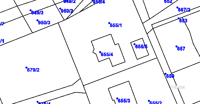 Parcela st. 655/4 v KÚ Bystřice nad Olší, Katastrální mapa