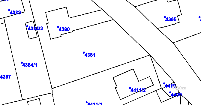 Parcela st. 4382/1 v KÚ Bystřice nad Olší, Katastrální mapa