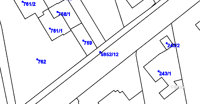 Parcela st. 5952/12 v KÚ Bystřice nad Olší, Katastrální mapa