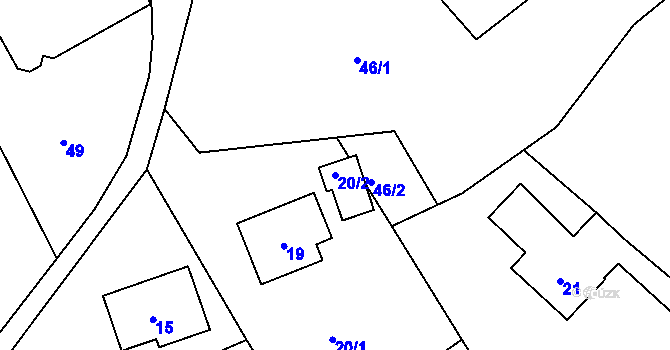 Parcela st. 20/2 v KÚ Bystřice nad Olší, Katastrální mapa