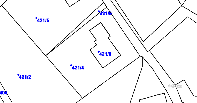 Parcela st. 421/8 v KÚ Bystřice nad Olší, Katastrální mapa