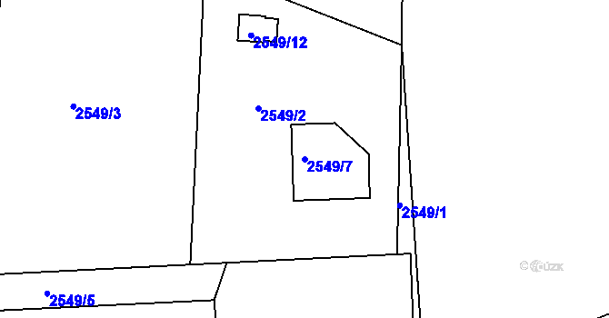 Parcela st. 2549/7 v KÚ Bystřice nad Olší, Katastrální mapa