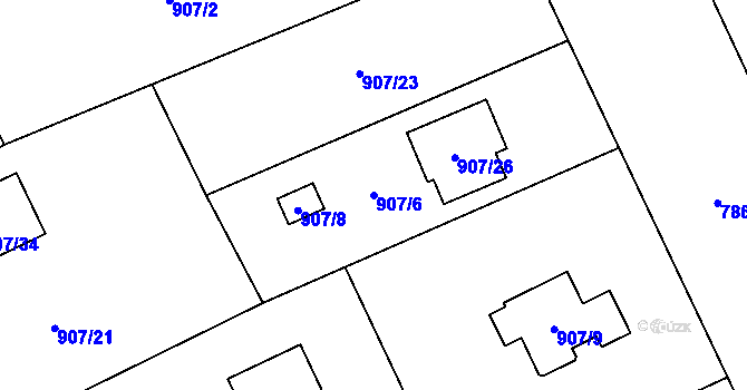 Parcela st. 907/6 v KÚ Bystřice nad Olší, Katastrální mapa