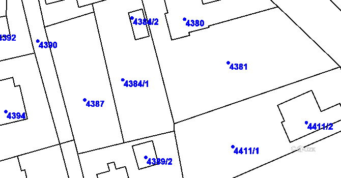 Parcela st. 4382/3 v KÚ Bystřice nad Olší, Katastrální mapa