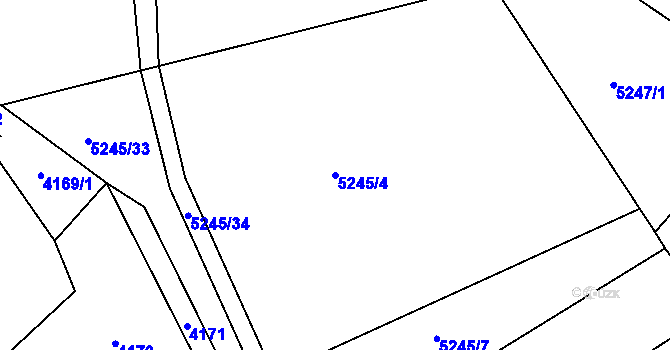 Parcela st. 5245/4 v KÚ Bystřice nad Olší, Katastrální mapa