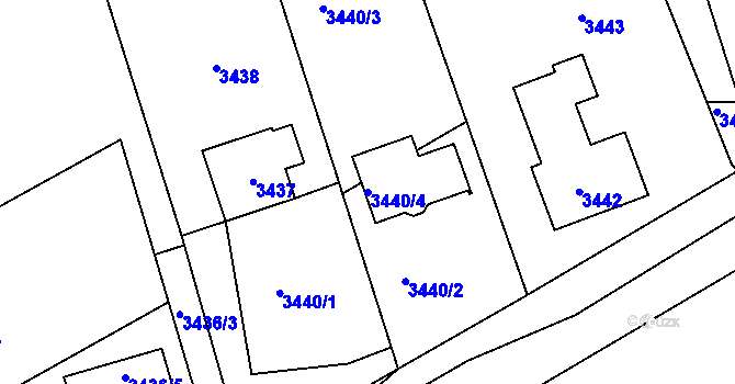 Parcela st. 3440/4 v KÚ Bystřice nad Olší, Katastrální mapa