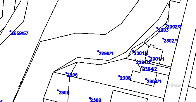 Parcela st. 2298/1 v KÚ Bystřice nad Olší, Katastrální mapa