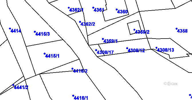 Parcela st. 4308/17 v KÚ Bystřice nad Olší, Katastrální mapa