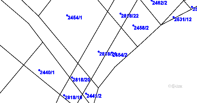 Parcela st. 2818/21 v KÚ Bystřice nad Olší, Katastrální mapa