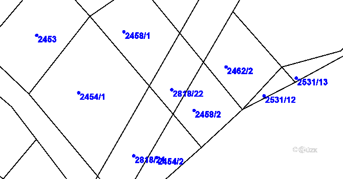 Parcela st. 2818/22 v KÚ Bystřice nad Olší, Katastrální mapa