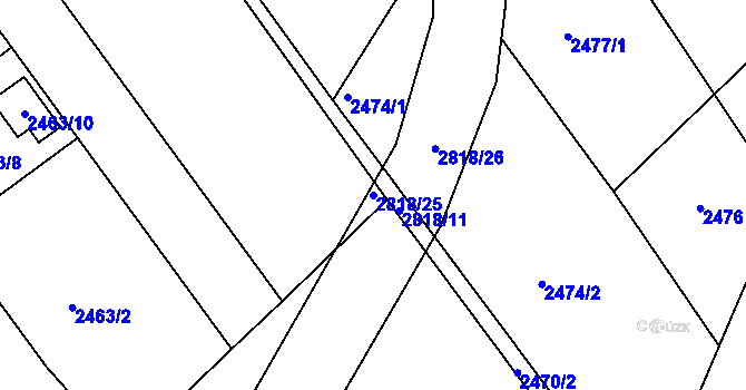 Parcela st. 2818/25 v KÚ Bystřice nad Olší, Katastrální mapa