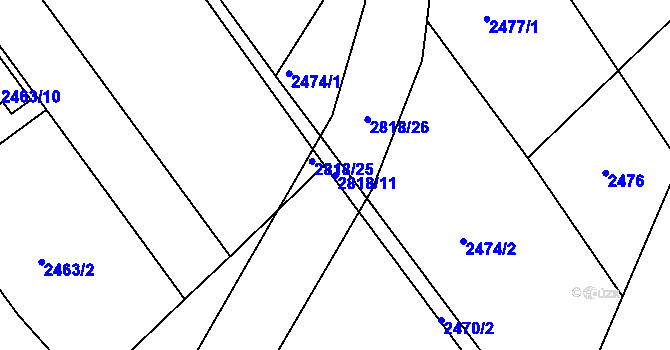 Parcela st. 2818/11 v KÚ Bystřice nad Olší, Katastrální mapa