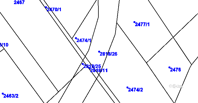 Parcela st. 2818/26 v KÚ Bystřice nad Olší, Katastrální mapa