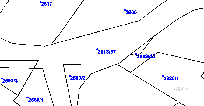 Parcela st. 2818/44 v KÚ Bystřice nad Olší, Katastrální mapa