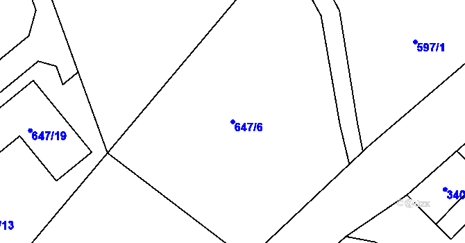 Parcela st. 647/6 v KÚ Bystřice nad Olší, Katastrální mapa