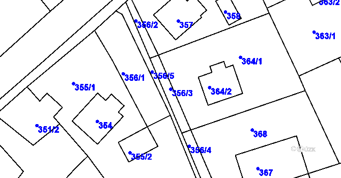 Parcela st. 356/3 v KÚ Bystřice nad Olší, Katastrální mapa