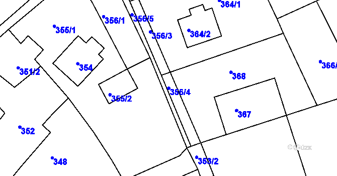Parcela st. 356/4 v KÚ Bystřice nad Olší, Katastrální mapa