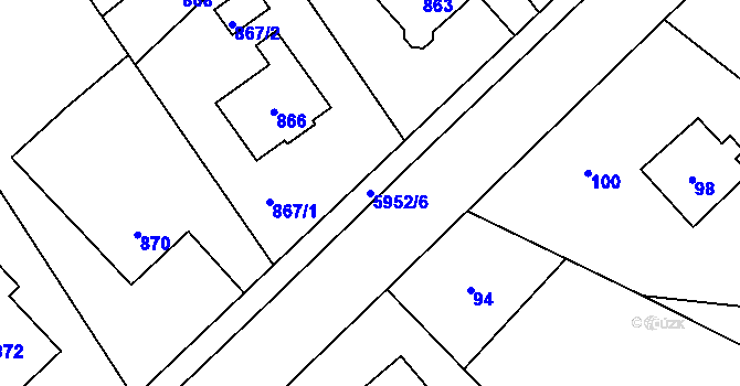 Parcela st. 5952/6 v KÚ Bystřice nad Olší, Katastrální mapa