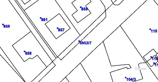 Parcela st. 5952/7 v KÚ Bystřice nad Olší, Katastrální mapa