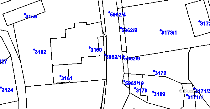 Parcela st. 5962/14 v KÚ Bystřice nad Olší, Katastrální mapa