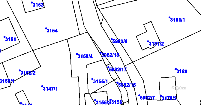 Parcela st. 5962/18 v KÚ Bystřice nad Olší, Katastrální mapa
