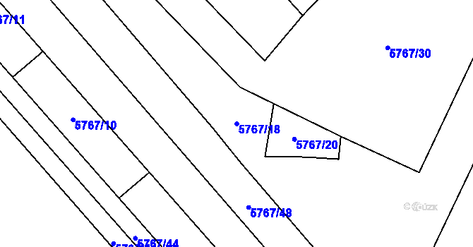 Parcela st. 5767/18 v KÚ Bystřice nad Olší, Katastrální mapa