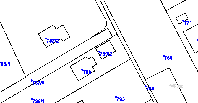 Parcela st. 789/2 v KÚ Bystřice nad Olší, Katastrální mapa