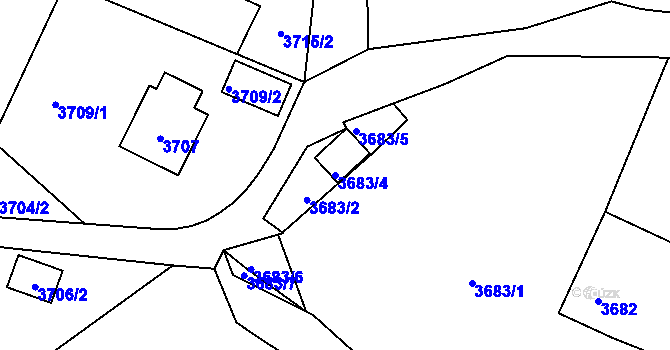 Parcela st. 3683/4 v KÚ Bystřice nad Olší, Katastrální mapa