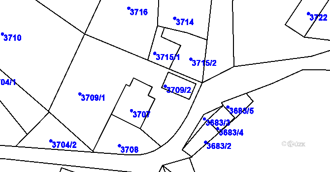 Parcela st. 3709/2 v KÚ Bystřice nad Olší, Katastrální mapa