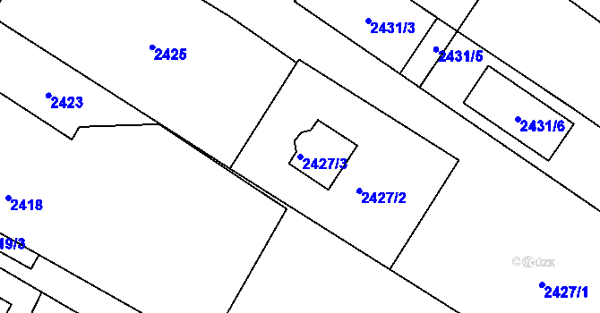 Parcela st. 2427/3 v KÚ Bystřice nad Olší, Katastrální mapa