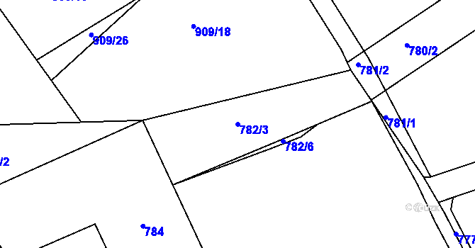 Parcela st. 782/3 v KÚ Bystřice nad Olší, Katastrální mapa