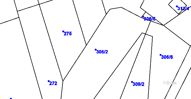 Parcela st. 306/2 v KÚ Bystřice nad Olší, Katastrální mapa