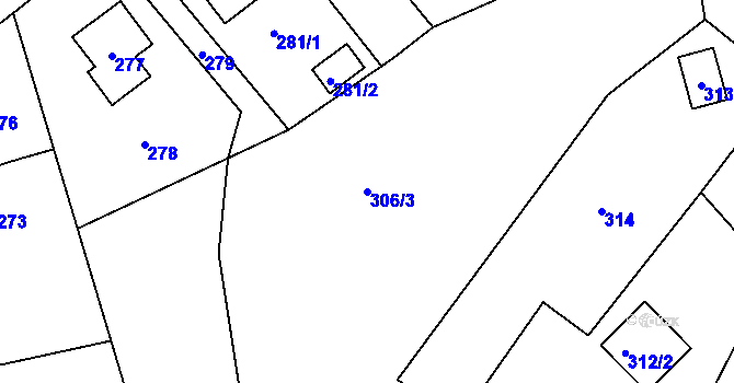 Parcela st. 306/3 v KÚ Bystřice nad Olší, Katastrální mapa