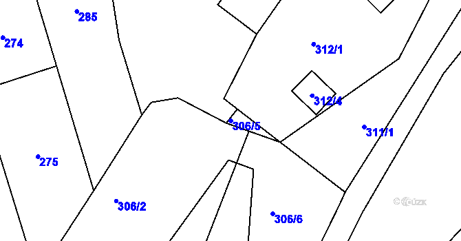 Parcela st. 306/5 v KÚ Bystřice nad Olší, Katastrální mapa