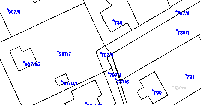 Parcela st. 787/3 v KÚ Bystřice nad Olší, Katastrální mapa