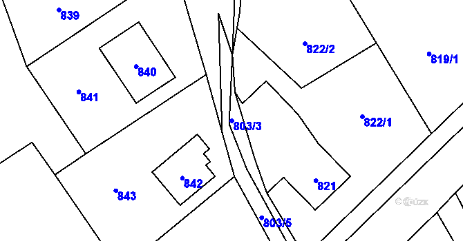 Parcela st. 803/3 v KÚ Bystřice nad Olší, Katastrální mapa