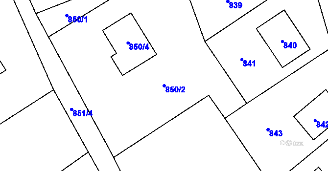 Parcela st. 850/2 v KÚ Bystřice nad Olší, Katastrální mapa