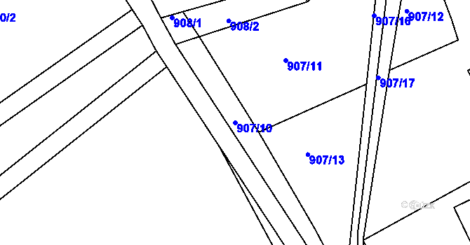Parcela st. 907/10 v KÚ Bystřice nad Olší, Katastrální mapa