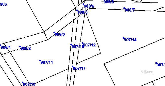 Parcela st. 907/12 v KÚ Bystřice nad Olší, Katastrální mapa