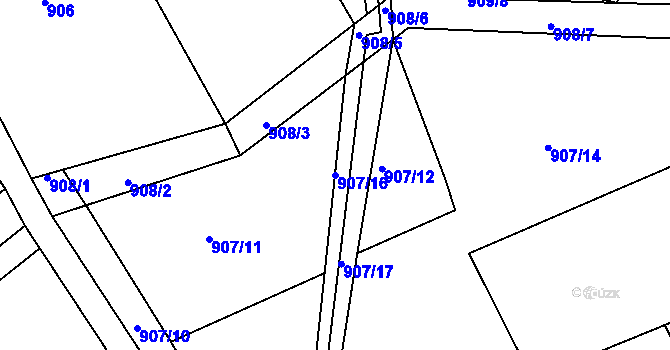 Parcela st. 907/16 v KÚ Bystřice nad Olší, Katastrální mapa