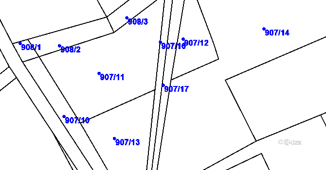 Parcela st. 907/17 v KÚ Bystřice nad Olší, Katastrální mapa