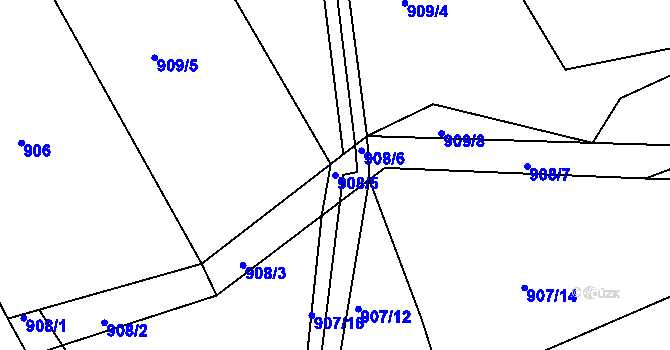 Parcela st. 908/5 v KÚ Bystřice nad Olší, Katastrální mapa