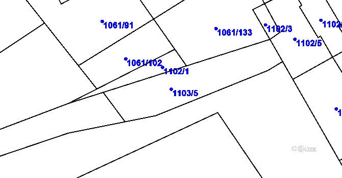 Parcela st. 1103/5 v KÚ Bystřice nad Olší, Katastrální mapa