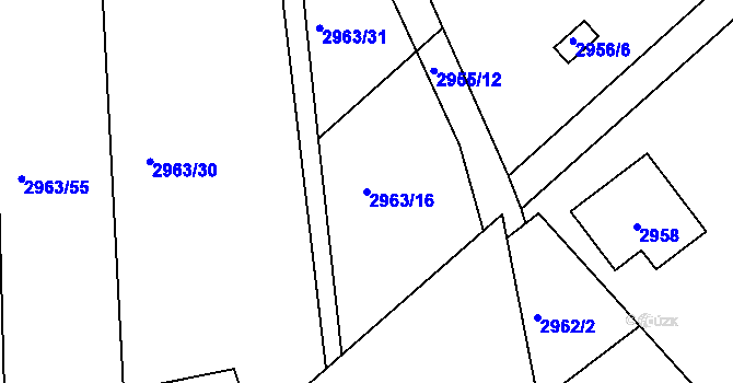 Parcela st. 2963/16 v KÚ Bystřice nad Olší, Katastrální mapa