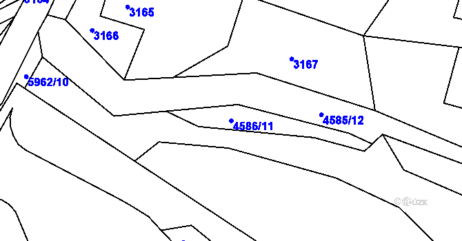 Parcela st. 4586/11 v KÚ Bystřice nad Olší, Katastrální mapa