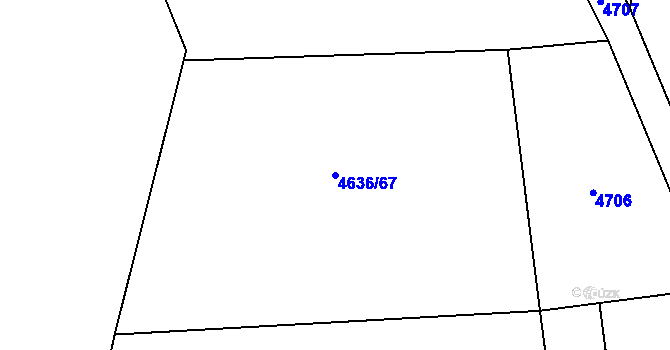Parcela st. 4636/67 v KÚ Bystřice nad Olší, Katastrální mapa
