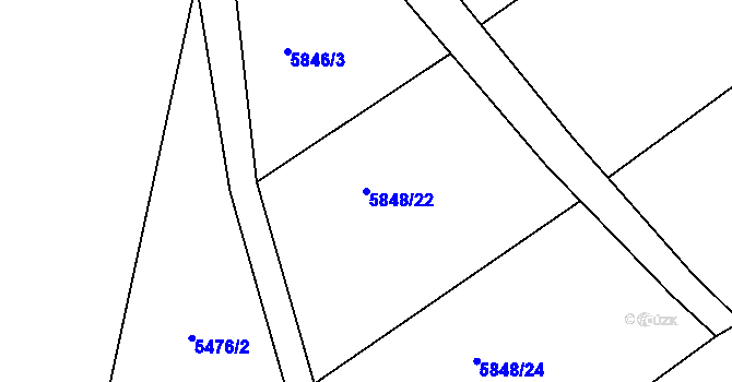 Parcela st. 5848/22 v KÚ Bystřice nad Olší, Katastrální mapa