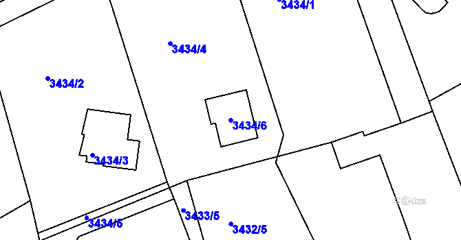 Parcela st. 3434/6 v KÚ Bystřice nad Olší, Katastrální mapa
