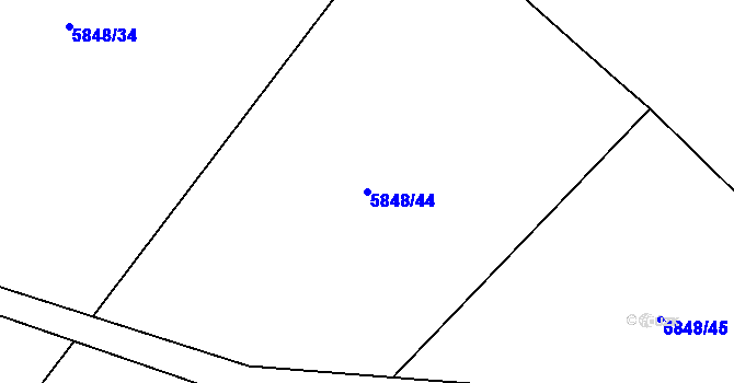 Parcela st. 5848/44 v KÚ Bystřice nad Olší, Katastrální mapa